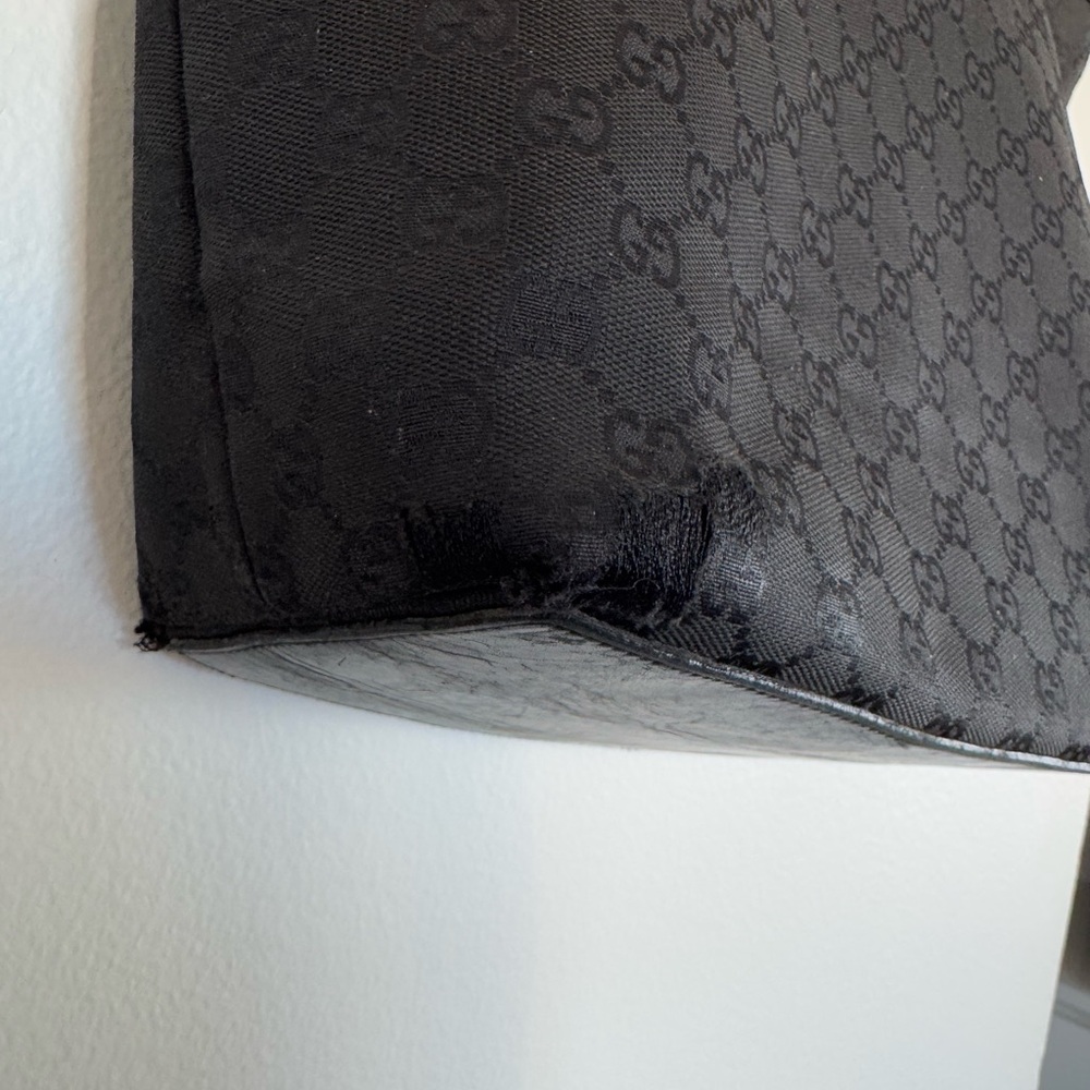 Gucci vintage black monogram tote bag canvas and leather - Picture 4 of 12